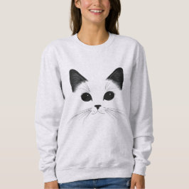 Minimalistisches Cat Face Sweatshirt - Cat Lovers