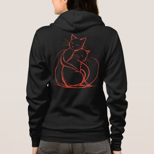 Minimalistisches Cat Hug Design - Adorable Felsen- Hoodie (Rückseite)