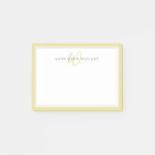 Minimalistisches Chartreuse-Script-Zweirand-Monogr Post-it Klebezettel (Vorderseite)