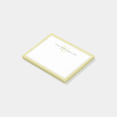 Minimalistisches Chartreuse-Script-Zweirand-Monogr Post-it Klebezettel (angewinkelt)