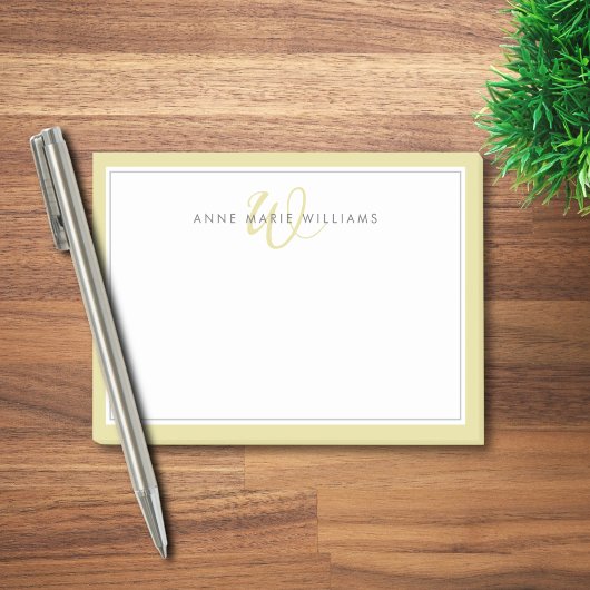 Minimalistisches Chartreuse-Script-Zweirand-Monogr Post-it Klebezettel