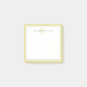 Minimalistisches Chartreuse-Script-Zweirand-Monogr Post-it Klebezettel (Vorderseite)