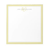Minimalistisches Chartreuse-Zweirand-Monogramm Notizblock (Vorderseite)