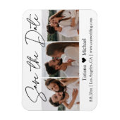 minimalistisches Chic 3-Foto-Collage Save-the-Date Magnet (Vertikal)