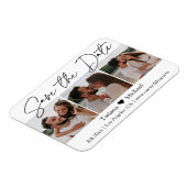 minimalistisches Chic 3-Foto-Collage Save-the-Date Magnet (Linke Seite)