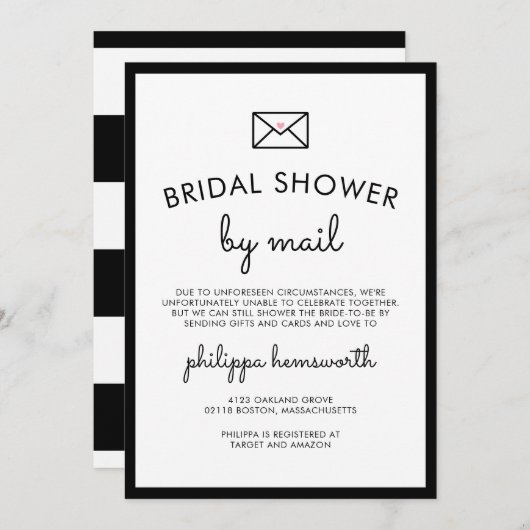 Minimalistisches Chic-Brautparty per Mail Einladung (Vorne/Hinten)