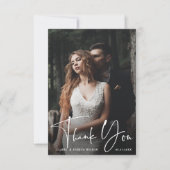Minimalistisches Chic Script 2 Foto Hochzeit Dankeskarte (Vorderseite)