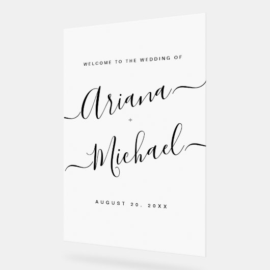 Minimalistisches Chic Script Begrüßung Mattiert Acrylschild (Winkel)
