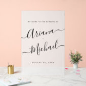 Minimalistisches Chic Script Begrüßung Mattiert Acrylschild (Hochzeit)