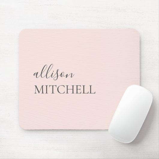 Minimalistisches Chic Script Calligraphy Blush Pin Mousepad (Mit Mouse)