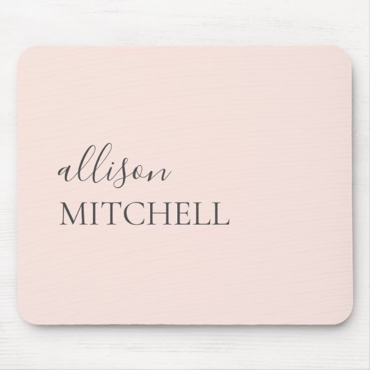 Minimalistisches Chic Script Calligraphy Blush Pin Mousepad (Vorne)