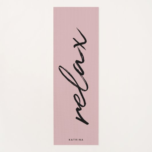 Minimalistisches Chic-Script "Relax" in Rosa Yogamatte (Vorderseite)