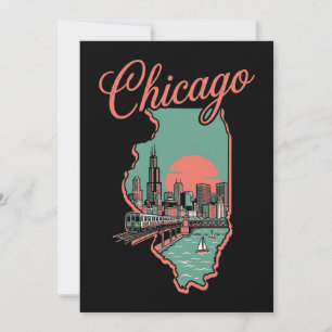 Minimalistisches Chicago Illinois Stadtlogo Karte