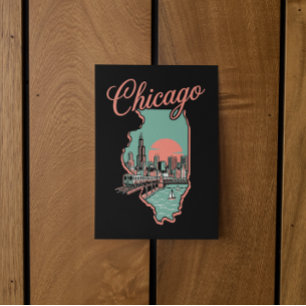 Minimalistisches Chicago Illinois Stadtlogo Postkarte