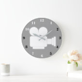 MINIMALISTISCHES CINE-KAMERA-SYMBOL MIT ZAHLEN GROßE WANDUHR (Zuhause)