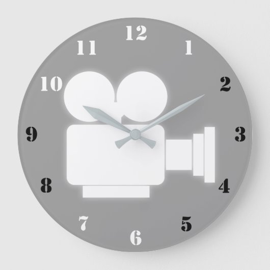 MINIMALISTISCHES CINE-KAMERA-SYMBOL MIT ZAHLEN GROßE WANDUHR (Vorderseite)