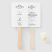 Minimalistisches Clam Seashell Monogram Wedding Pr Fächer (Vorne und Hinten)
