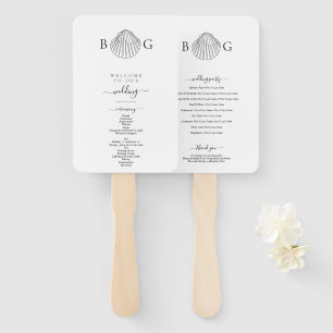 Minimalistisches Clam Seashell Monogram Wedding Pr Fächer