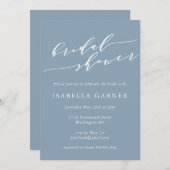 Minimalistisches Classic Dusty Blue Brautparty Einladung (Vorne/Hinten)