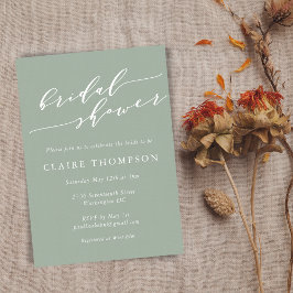 Minimalistisches Classic Dusty Sage Green Brautpar Einladung