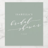 Minimalistisches Classic Dusty Sage Green Brautpar Weinetikett (Einzelnes Label)