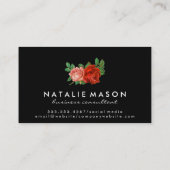 Minimalistisches Classic Monogramm mit Rose Visitenkarte (Rückseite)