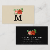 Minimalistisches Classic Monogramm mit Rose Visitenkarte (Vorne/Hinten)