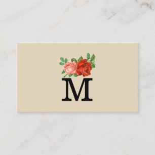 Minimalistisches Classic Monogramm mit Rose Visitenkarte