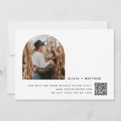 Minimalistisches Clean Foto Wedding - QR Code & Sc Einladung (Rückseite)
