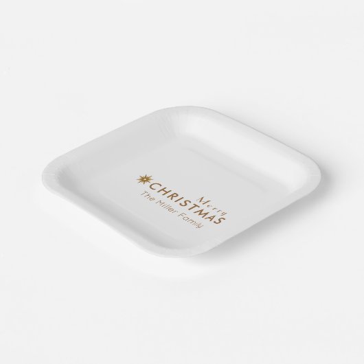 Minimalistisches Clean Simple Gold Frohe Weihnacht Pappteller (Gewinkelt)