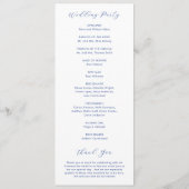 Minimalistisches Cobalt Blue Moderne Hochzeit Programm (Rückseite)