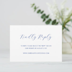 Minimalistisches Cobalt Blue Moderne Hochzeit RSVP Karte