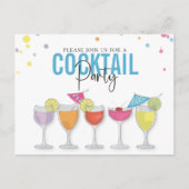 Minimalistisches Cocktail Party Moderne Einladung Postkarte (Vorderseite)