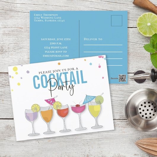 Minimalistisches Cocktail Party Moderne Einladung Postkarte
