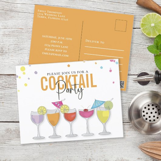 Minimalistisches Cocktail Party Moderne Einladung Postkarte