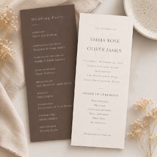 Minimalistisches Cocoa-Braun-Service-Hochzeitsprog Programm