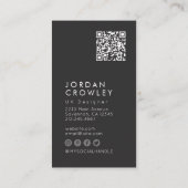 Minimalistisches Cool Modernes Einfaches QR-Code-F Visitenkarte (Rückseite)