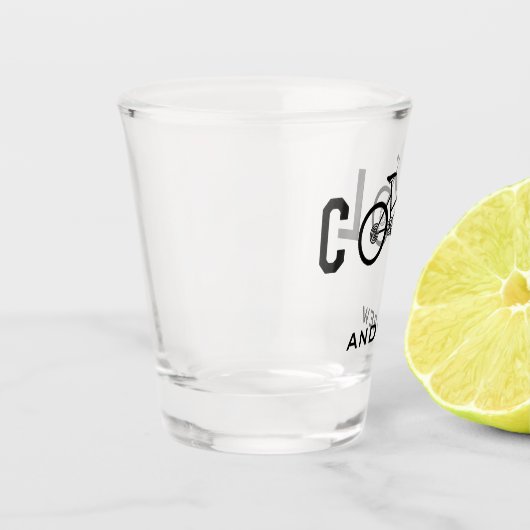 Minimalistisches Cooles Fahrrad-Geschenk Schnapsglas (Links)