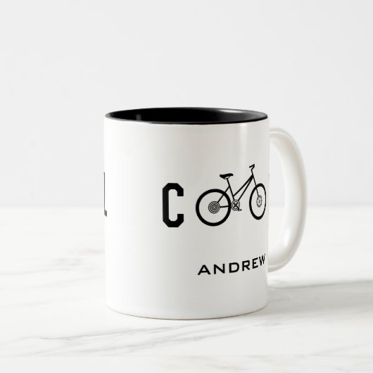 Minimalistisches Cooles Fahrrad-Geschenk Zweifarbige Tasse (VorderseiteRechts)
