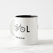 Minimalistisches Cooles Fahrrad-Geschenk Zweifarbige Tasse (Vorderseite Links)