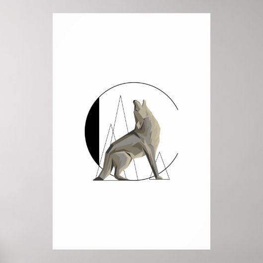 Minimalistisches Coyote / Wolf C Poster (Vorne)