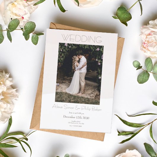 Minimalistisches Cream-Foto Einladung zur Hochzeit