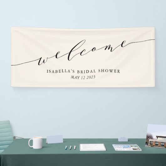 Minimalistisches Creme Black Green Brautparty Will Banner (Messe)