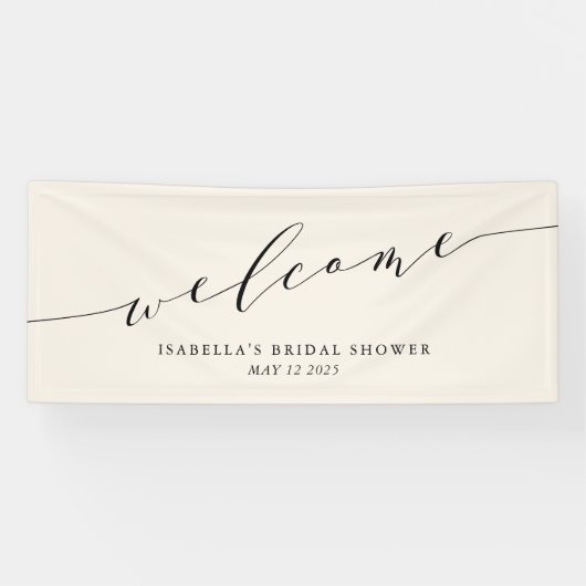 Minimalistisches Creme Black Green Brautparty Will Banner (Horizontal)