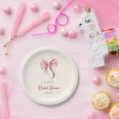 Minimalistisches Creme Blush Pink Bow Brautparty Pappteller (Party)