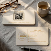 Minimalistisches Creme Gold QR Code Fotograf Visitenkarte