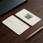 Minimalistisches Creme Gold QR Code Fotograf Visitenkarte