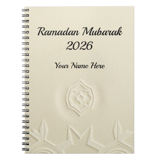 Minimalistisches Creme-Leinen-Textur Ramadan Notizblock (Vorderseite)