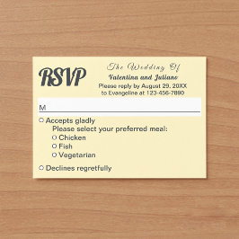 Minimalistisches Creme mit Schiefertext Hochzeits- RSVP Karte