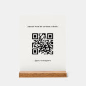 Minimalistisches cremefarbenes QR-Code-Acryltischs Acrylschild (Vorderseite)
